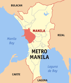 Mapa han Metro Manila nga nagpapakita han Siyudad han Maynila