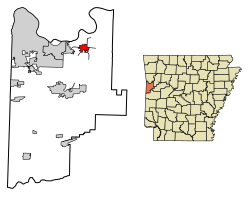 Location of Lavaca in Sebastian County, Arkansas