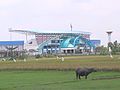 View of stadium from the rice fields.
