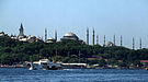A Şehir Hatları 'vapur' with the Topkapı Palace, Hagia Sophia and the Blue Mosque in the background
