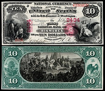 Ten-dollar National Bank Note, by the American Bank Note Company