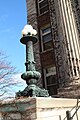 A lamp post on the steps to Morrill Hall