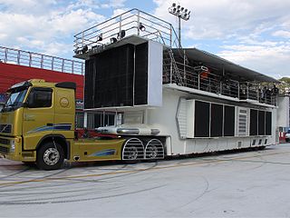 A modified semi-trailer truck designed for human activities
