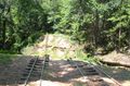 A washout split the mainline of the Riverside and Great Northern Railway on June 11 2004; photo from August 6 2005.