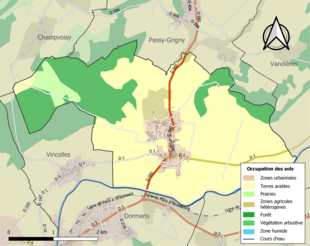 Carte en couleurs présentant l'occupation des sols.