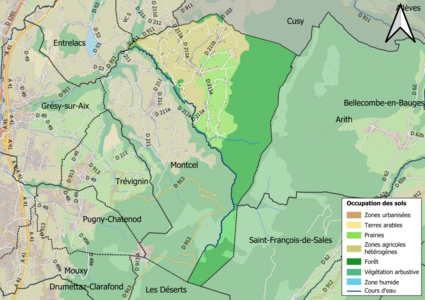 Carte en couleurs présentant l'occupation des sols.