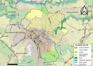 Carte en couleurs présentant l'occupation des sols.