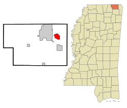 Location of Farmington, Mississippi