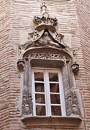 Flamboyant Gothic window of a stair tower (Toulouse, France)