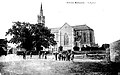 Bréhand ː l'église paroissiale Notre-Dame vers 1925 (carte postale).