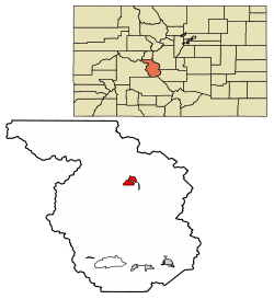Location of the Town of Buena Vista in Chaffee County, Colorado.
