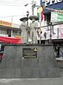 Statue dedicated to charros in the plaza in front of the municipal palace. Part of the inscription reads "For more than a century, our men and women have celebrated the "Carnaval de Charros" with their characteristic masks and outfit year after year and it is our pride to continue preserving this noble tradition"