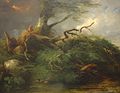 An oak felled in a storm, illustrating La Fontaine's fable of "The Oak and the Reed", 1831, Château-Thierry museum