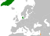 Location map for Denmark and Israel.