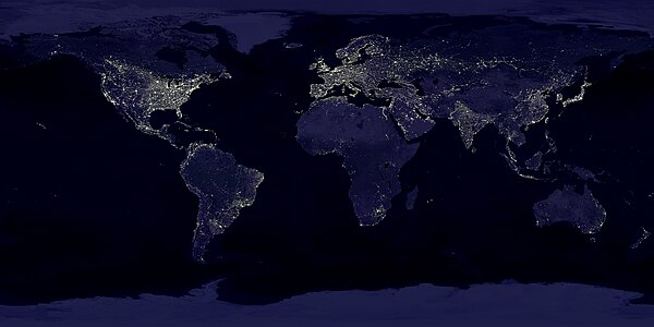 The Earth at night at Light pollution, by NASA/NOAA