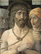 Ecce Homo by Andrea Mantegna, c. 1500, avoids Northern emotionalism, but retains the "close up" composition.