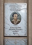 Plaque en mémoire de Juliusz Słowacki.