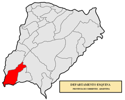 location of Esquina Department in Corrientes Province