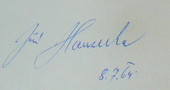 signature de Jiří Hanzelka (explorateur)