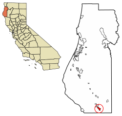 Location of Benbow in Humboldt County, California.