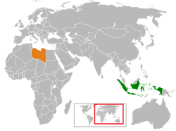 Map indicating locations of Indonesia and Libya