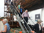 Tours are now being conducted inside the ship 3 times daily. Access is via external stairs.
