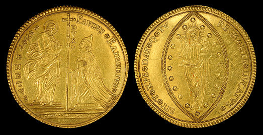 50 Zecchini from the reign of Paolo Renier (1779–89), penultimate Doge of Venice.[2]
