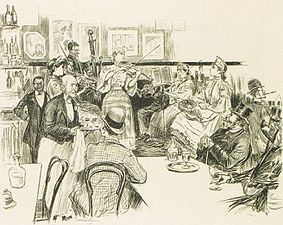 Le Café Volpini à l'Exposition universelle (1889), dessin, localisation inconnue[12].