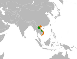 Map indicating locations of Laos and Vietnam