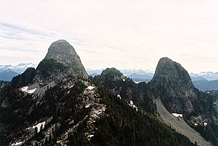 The Sisters from nearby Unnecessary Mountain, showing the difference in height between the two peaks.