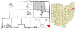 Location of Petersburg in Mahoning County and in the State of Ohio