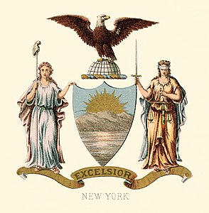 Coat of arms of New York at Historical coats of arms of the U.S. states from 1876, by Henry Mitchell (restored by Godot13)
