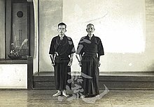 Oda Sekika and Yamakita Takenori – the 12th and 13th generation headmasters of Hyōhō Taisha-ryū. (ca. 1956) - Photo by Hyoho Taisharyu Ryusenkan