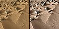 Sand at "Rocknest" used for the first X-ray analysis of Martian soil (Curiosity rover, October 30, 2012)