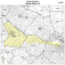South Carolina State Senate District 10 covers parts of Greenwood, Lexington, and Saluda Counties.