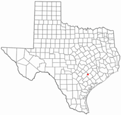 Location of Moulton, Texas