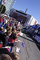 Marcus Grönholm drives through the service park during day 2 of the Neste Rally Finland in 2006