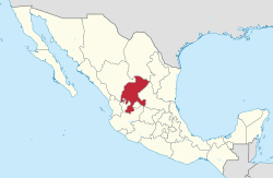 薩卡特卡斯州在墨西哥的位置