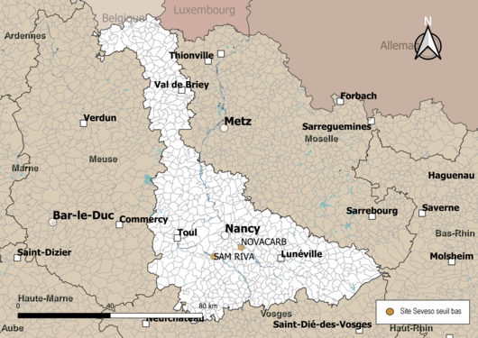 Carte des sites « Seveso seuil bas ».