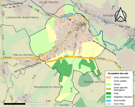 Carte en couleurs présentant l'occupation des sols.