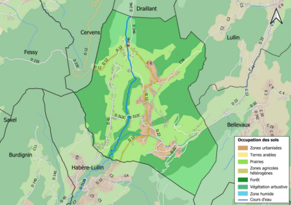 Carte en couleurs présentant l'occupation des sols.