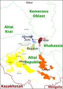 Aire de diffusion de l'altaï méridional (en jaune).