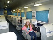 Visitors posing inside the Santa Fe Coach "Diablo Canyon" #3079.