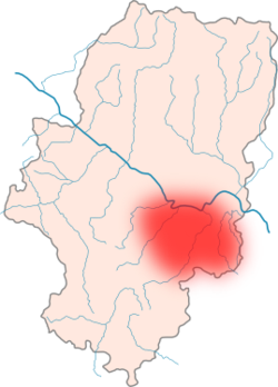 Approximate location of Lower Aragon within Aragón.