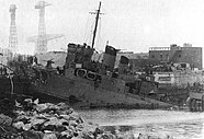 HMS Campbeltown during the St Nazaire Raid