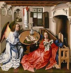 『受胎告知』 ロベルト・カンピン 1425-1430頃 板、油彩 64.1 × 63.2 cm メトロポリタン美術館
