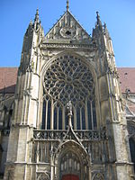 Rose window and façade of south transept, Sens Cathedral (1490–1518)
