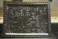 Room 49 – Corbridge Lanx, silver tray depicting a shrine to Apollo, northern England, 4th century AD