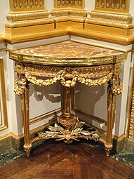 Louis XVI style – Corner table, by Jean-Francois-Therese Chalgrin (1770), gilded wood, Corcoran Gallery of Art, Washington, D.C.