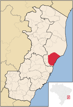 Location of Aracruz in Espírito Santo